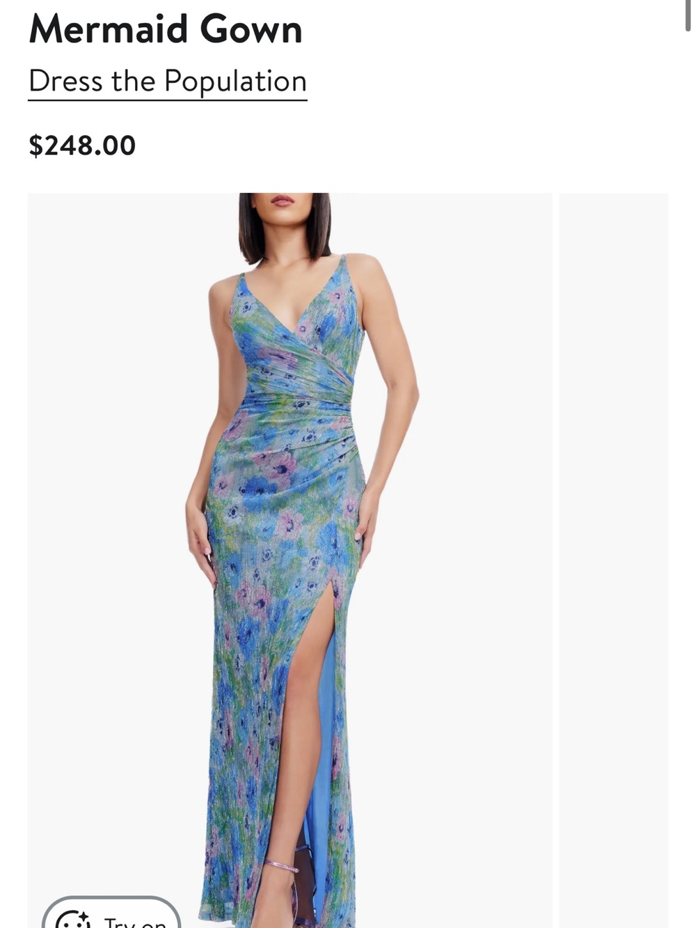 Dress the Population Jordan Metallic Floral Ruched Mermaid Gown